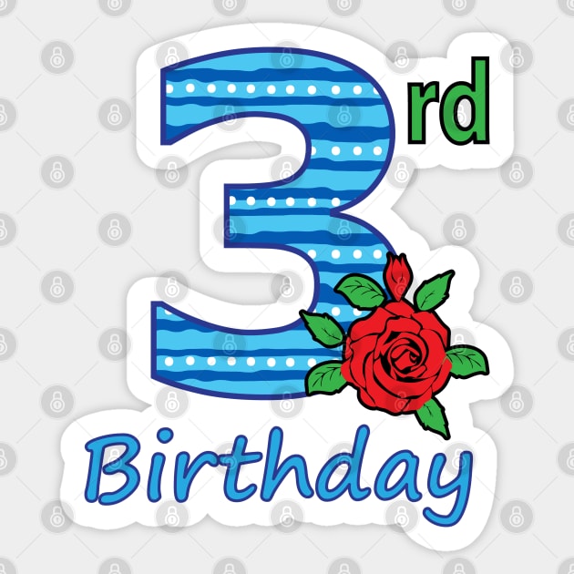 3rd Flower - 3rd Birthday - Flower - Floral - Birthday Sticker by lunamoonart